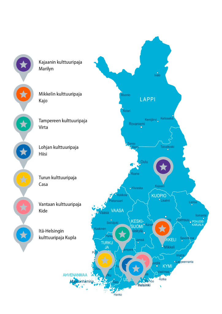 Kulttuuripajat Suomen kartalla